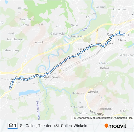 1 Bus Line Map