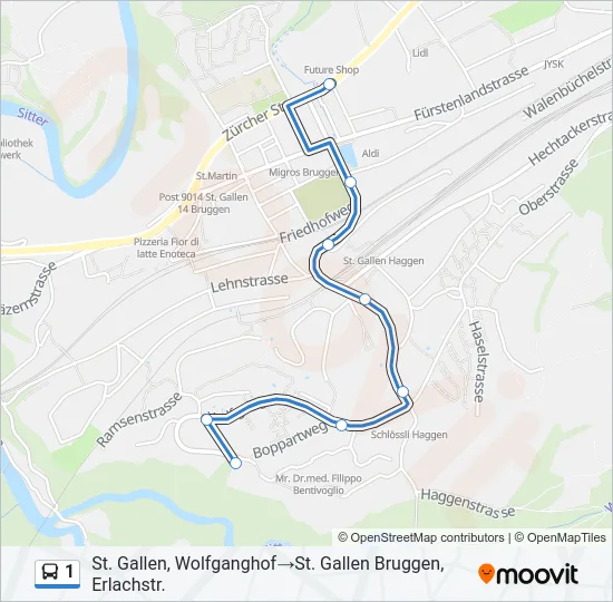 1 Bus Line Map
