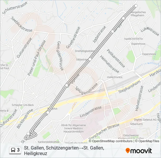 Plan de la ligne 3 de bus