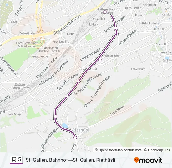 5 Bus Line Map