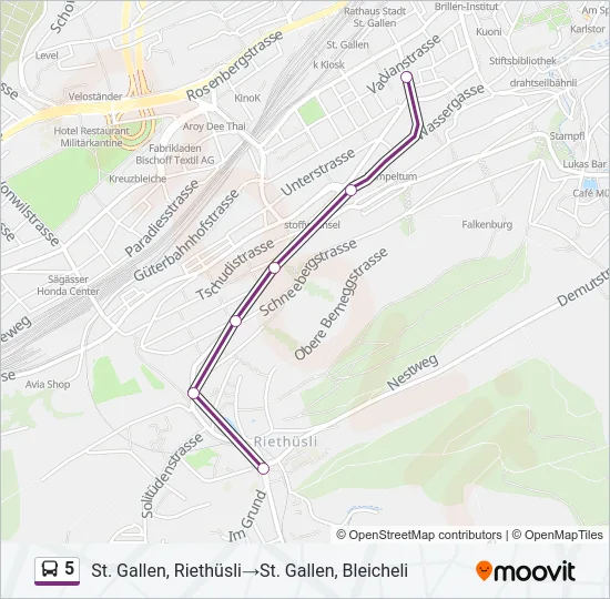 5 Bus Line Map