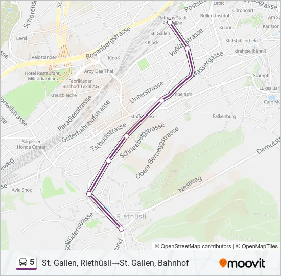 5 Bus Line Map