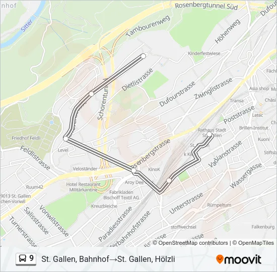 9 Bus Line Map