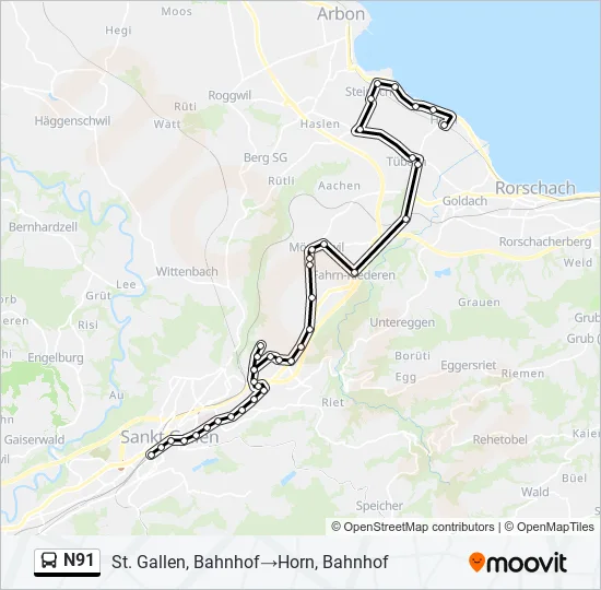 N91 Bus Line Map