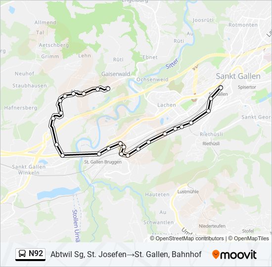 N92 Bus Line Map