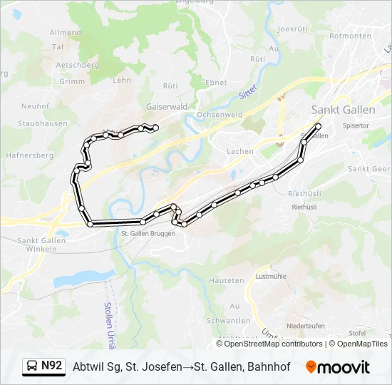 N92 Bus Line Map