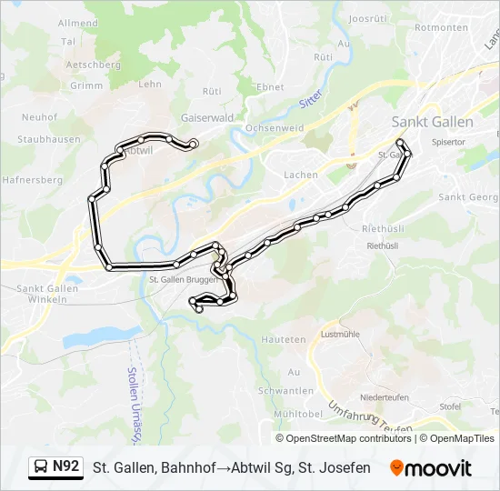N92 Bus Line Map