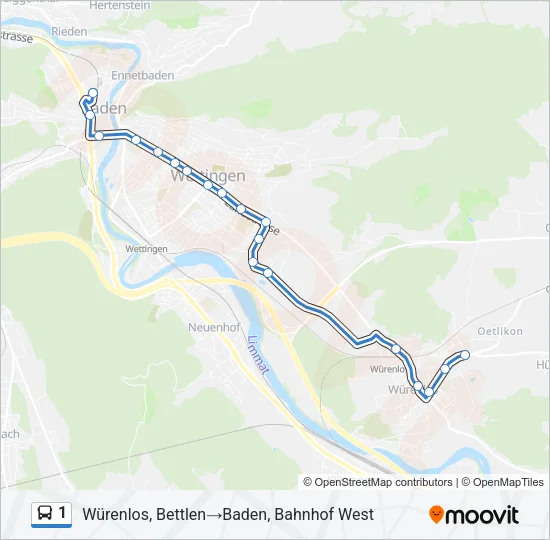 1 Bus Line Map