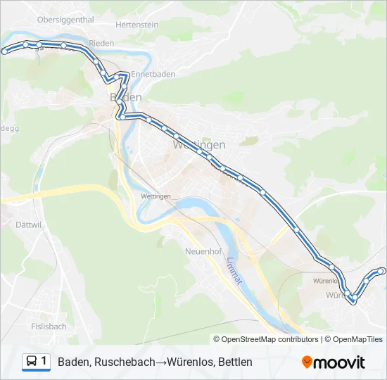 1 Bus Line Map