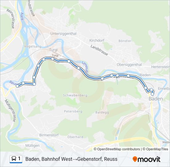 1 Bus Line Map
