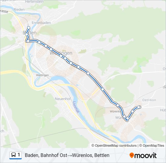 1 Bus Line Map