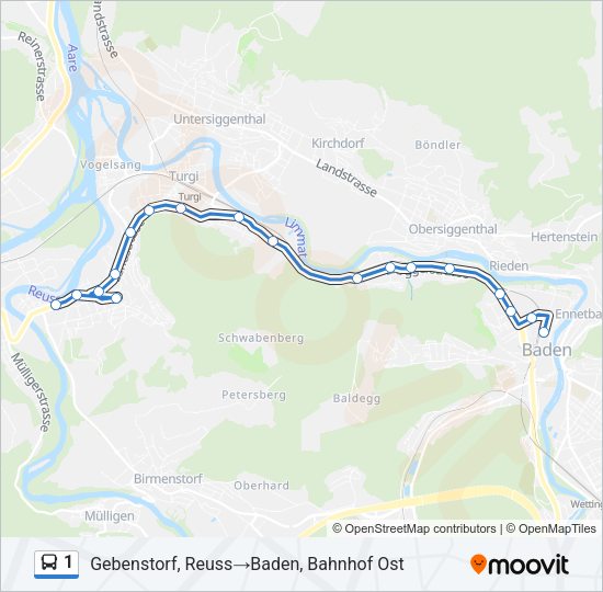 1 Bus Line Map