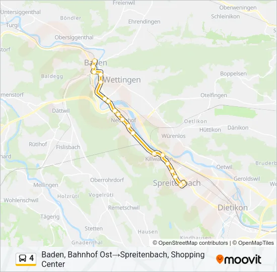 Plan de la ligne 4 de bus