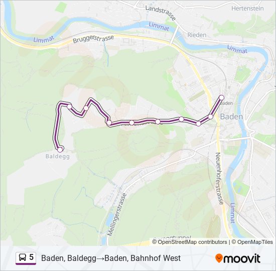 Plan de la ligne 5 de bus