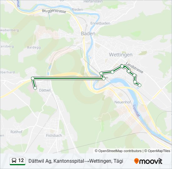 Plan de la ligne 12 de bus