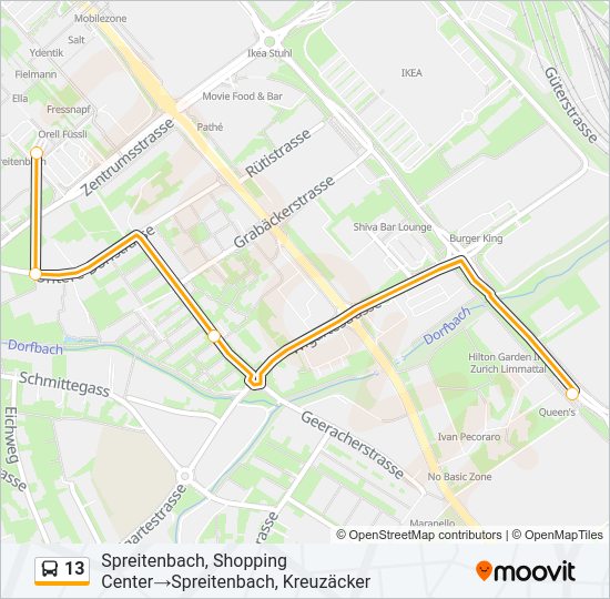 13 Bus Line Map