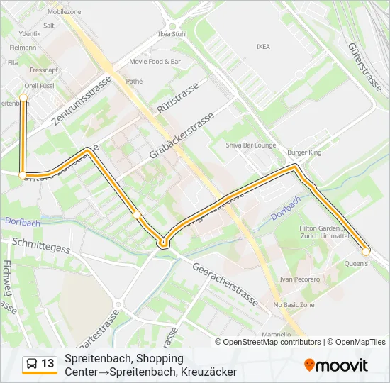 13 Bus Line Map