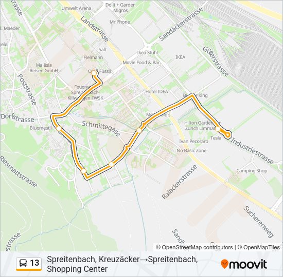 13 Bus Line Map