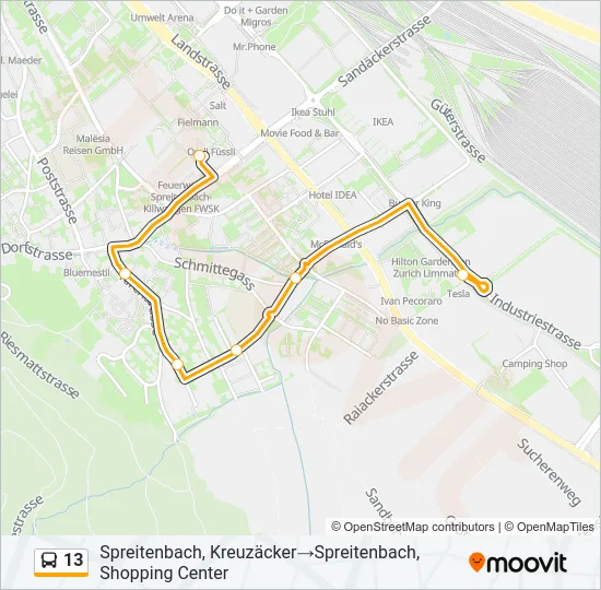 13 Bus Line Map