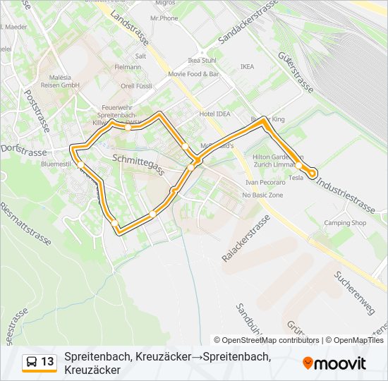 13 Bus Line Map