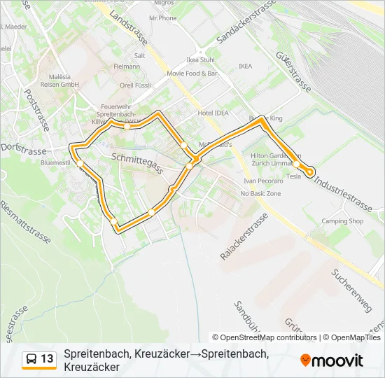 13 Bus Line Map