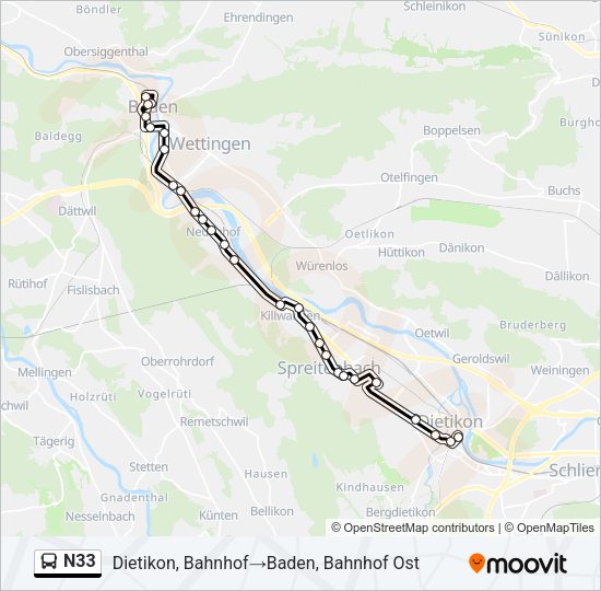 N33 Bus Line Map
