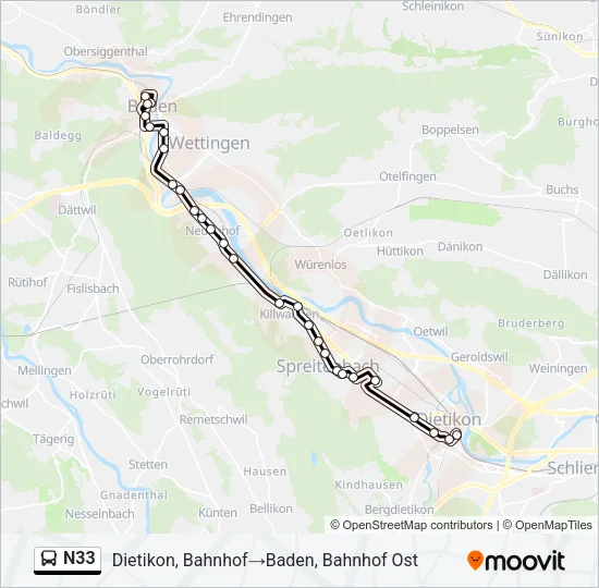 N33 Bus Line Map