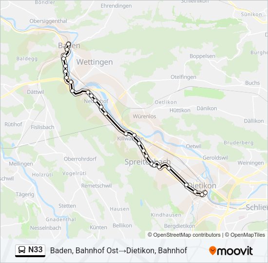 N33 Bus Line Map