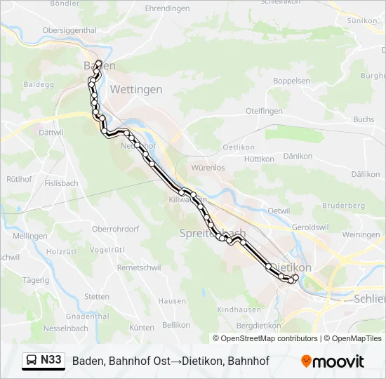 N33 Bus Line Map