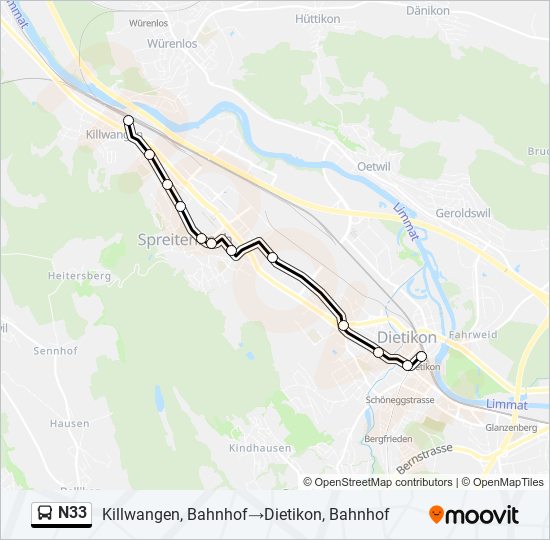 N33 Bus Line Map