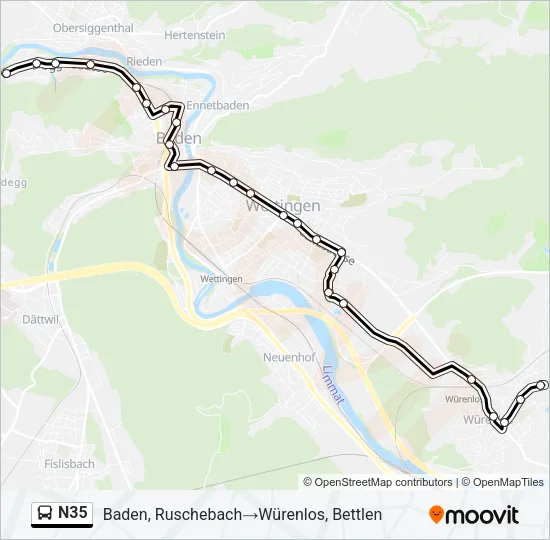 N35 Bus Line Map