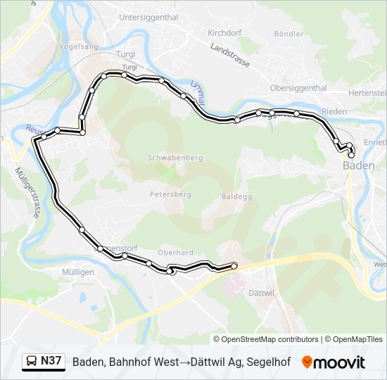 N37 Bus Line Map