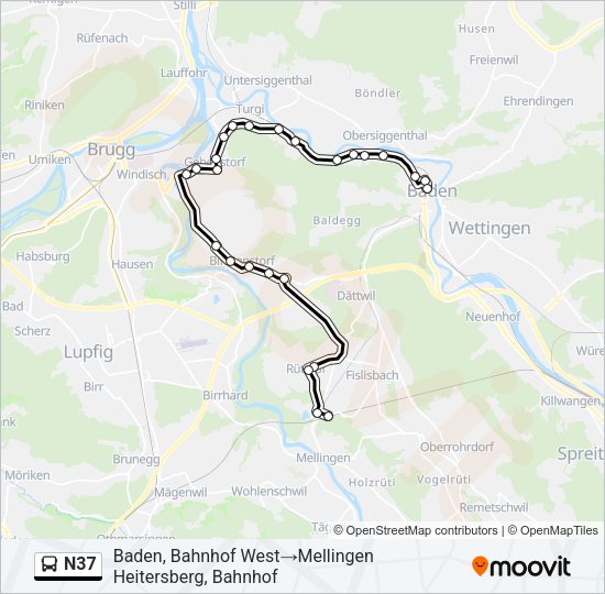 N37 Bus Line Map