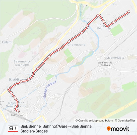 1 Bus Line Map