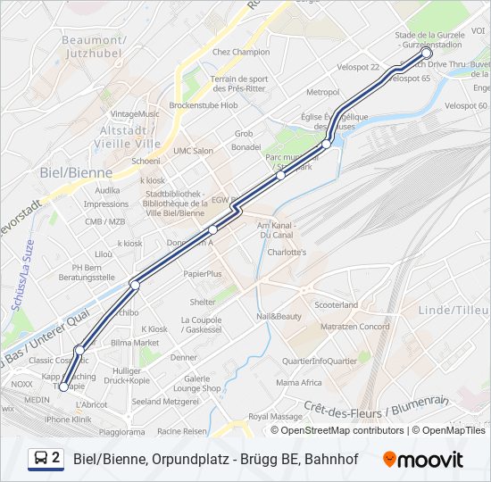 2 Route: Schedules, Stops & Maps - Biel/Bienne, Omega‎→Biel/Bienne ...