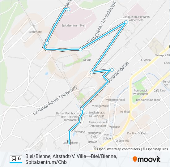 Plan de la ligne 6 de bus