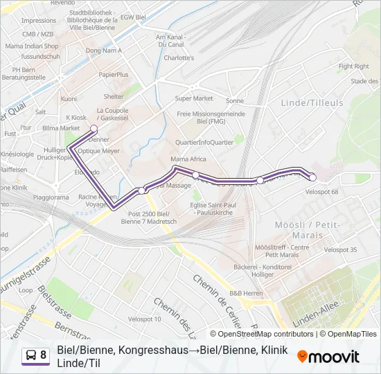 8 Bus Line Map