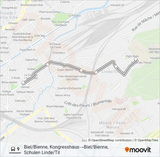 9 Bus Line Map