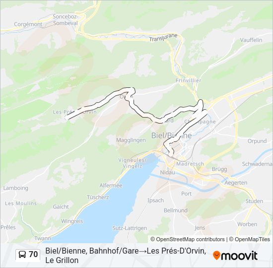 70 Bus Line Map