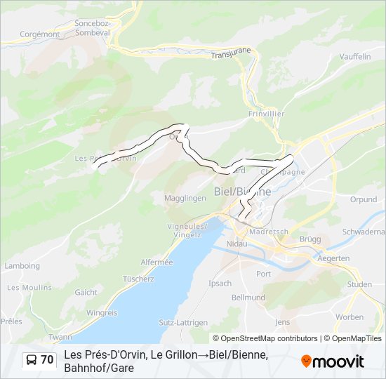 70 Bus Line Map