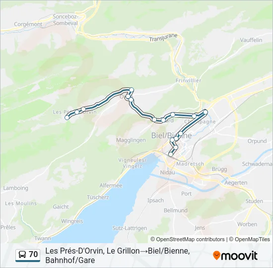 70 Bus Line Map