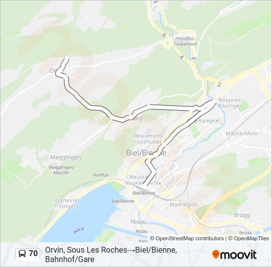 70 Bus Line Map