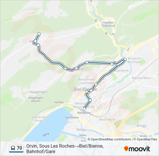 70 Bus Line Map