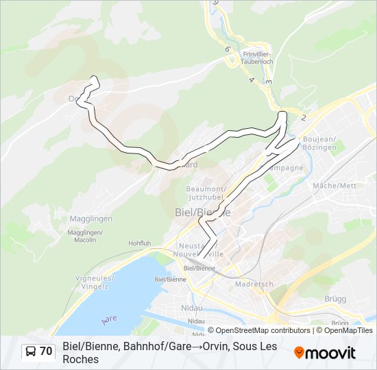 70 Bus Line Map