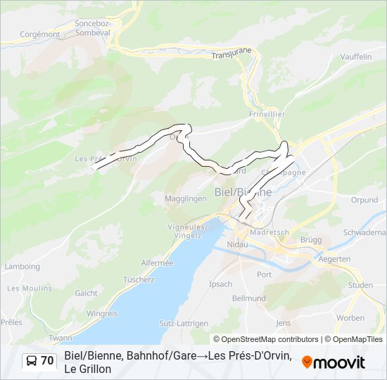 70 Bus Line Map