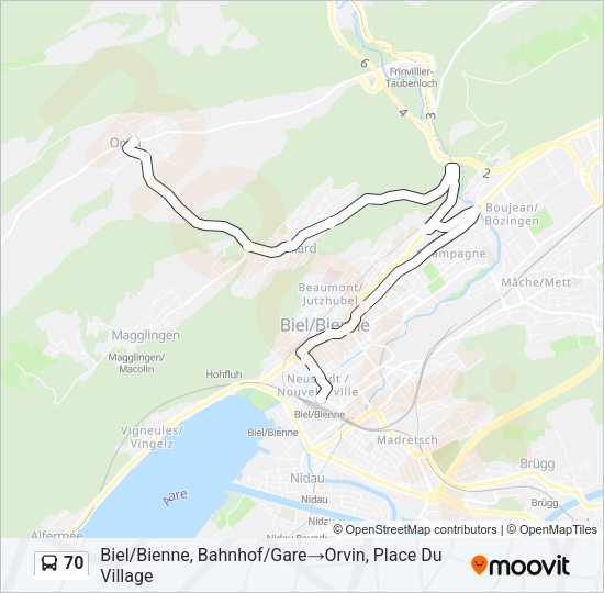 70 Bus Line Map