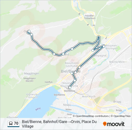 70 Bus Line Map