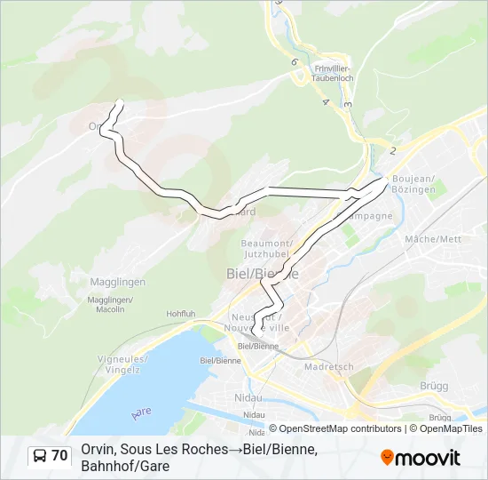 70 Bus Line Map