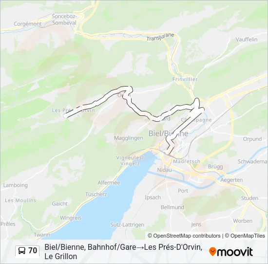70 Bus Line Map