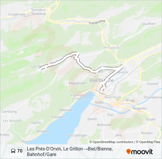 70 Bus Line Map
